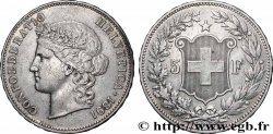 SWITZERLAND 5 Francs Helvetia 1891 Berne XF 
