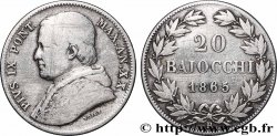VATICAN ET ÉTATS PONTIFICAUX 20 Baiocchi Pie IX an XX 1865 Rome