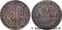SUISSE - RÉPUBLIQUE DE GENÈVE 4 Centimes - Canton de Genève 1839 