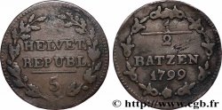 SUISSE - RÉPUBLIQUE HELVÉTIQUE 1/2 Batzen 1799 Berne
