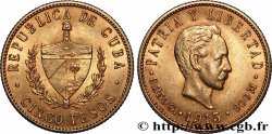 CUBA 5 Pesos 1915 Philadelphie TTB+ 