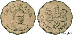 SWAZILAND 5 Cents Roi Msawati III / arum 1998 