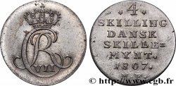 DINAMARCA 4 Skilling monogramme de Christian VII roi du Danemark 1807 Altona