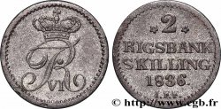 DENMARK - KINGDOM OF DENMARK - FREDERICK VI 2 Skilling  1836 