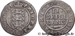 DENMARK - KINGDOM OF DENMARK - FREDERICK III 2 Skilling  1667 Copenhague