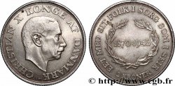 DENMARK 2 Kroner 75e anniversaire du roi Christian X 1945 Copenhague
