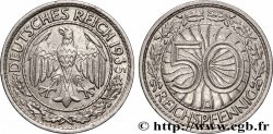 ALEMANIA 50 Reichspfennig aigle héraldique 1935 Karlsruhe