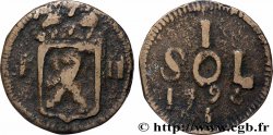 LUXEMBOURG 1 Sol emblème frappe au nom de François II (monnaie de siège) 1796 