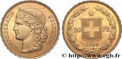 OR, PALLADIUM ET PLATINE INVESTISSEMENT 20 Francs Helvetia 1896 Berne