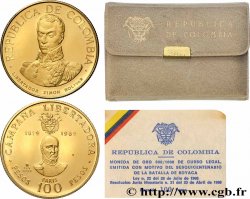 COLOMBIE 100 Pesos or 150 ans de la Libération 1969 