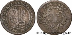 SUISSE - RÉPUBLIQUE DE GENÈVE 6 Sols Deniers République de Genève monnayage réformé de 1795-1798 1795 