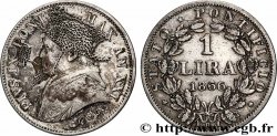 VATICAN ET ÉTATS PONTIFICAUX 1 Lire Pie IX type petit buste an XXI, satyrique  1866 Rome