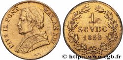 VATICAN - PIUS IX (Giovanni Maria Mastai Ferretti) 1 Scudo or an XIII 1858 Rome