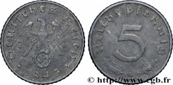 GERMANIA 5 Reichspfennig aigle surmontant une swastika 1943 Karlsruhe