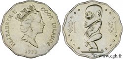 COOK ISLANDS 1 Dollar Elisabeth II / statue de Tangaroa, Dieu de la création 1992 