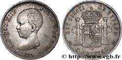 ARGENT D&nbsp;INVESTISSEMENT 5 Pesetas Alphonse XIII 1er type 1889 Madrid