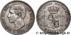 SILVER INVESTMENT 5 Pesetas Alphonse XII 1876 Madrid
