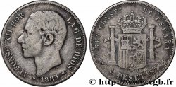 PLATA INVERSIÓN 5 Pesetas Alphonse XII  1885 Madrid