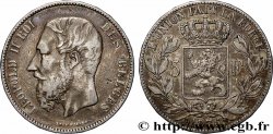 ARGENT D&nbsp;INVESTISSEMENT 5 Francs Léopold II 1876 Bruxelles
