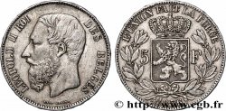 ARGENT D&nbsp;INVESTISSEMENT 5 Francs Léopold II 1876 Bruxelles