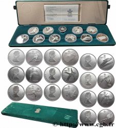 CANADA Boîte contenant 10 monnaies de 20 dollars BE (proof)  J.O. de Calgary : ski de descente, patinage de vitesse, biathlon, hockey, ski de fond, ski freestyle, patinage artistique, curling, saut à ski et bobsleigh 1985-1987  FDC 