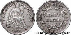 ÉTATS-UNIS D&nbsp;AMÉRIQUE 1/2 Dime Liberté assise 1857 Philadelphie
