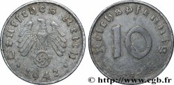 DEUTSCHLAND 10 Reichspfennig aigle surmontant une swastika 1942 Karlsruhe