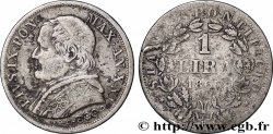 VATICAN AND PAPAL STATES 1 Lira Pie IX type grand buste an XXI 1866 Rome VF 