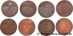 GERMANIA Lot 4 x 2 Reichspfennig Années diverses Atelier divers