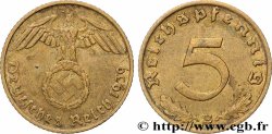 DEUTSCHLAND 5 Reichspfennig aigle surmontant une swastika 1939 Muldenhütten - E