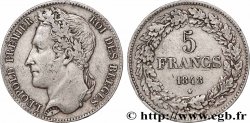 BELGIQUE 5 Francs Léopold Ier tête laurée 1848 