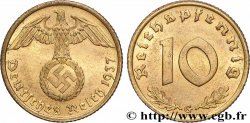 ALLEMAGNE 10 Reichspfennig aigle surmontant une swastika 1937 Karlsruhe