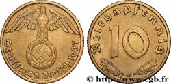GERMANIA 10 Reichspfennig aigle surmontant une swastika 1937 Hambourg - J