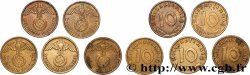GERMANY Lot 5 x 10 Reichspfennig aigle surmontant une swastika Années diverses Atelier Divers