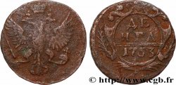 RUSSIE 1 Denga (1/2 Kopeck) aigle bicéphale 1753 Moscou ou Ekaterinbourg