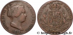 SPAIN 25 Centimos de Real (Cuartillo) Isabelle II / écu couronné 1855 Ségovie