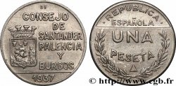 SPAIN 1 Peseta monnayage républicain - Santander, Palencia et Burgos 1937 Madrid