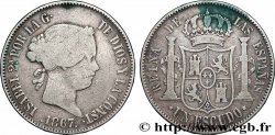 SPAIN 1 Escudo Isabelle II / écu couronné 1867 Madrid