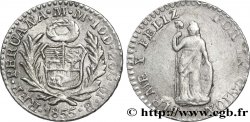 PÉROU 1/2 Real emblème / “Liberté” 1855 Lima