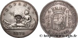 SPAIN 5 Pesetasn contremarque GP 1870 Madrid