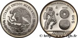 MEXICO 50 Pesos Proof Coupe du Monde de football 1985 