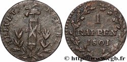 SWITZERLAND - HELVETIC REPUBLIC 1 Rappen République Helvétique 1801 