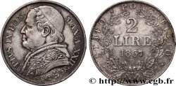 VATICAN AND PAPAL STATES 2 Lire Pie IX an XXII 1867 Rome