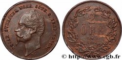 SWEDEN 2 Ore Oscar Ier 1857 