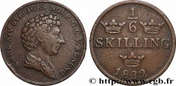 SUÈDE 1/6 Skilling Charles XIV 1832 