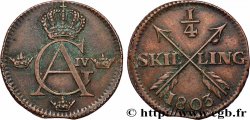 SUÈDE 1/4 Skilling monogramme du roi Gustave IV Adolphe 1803 
