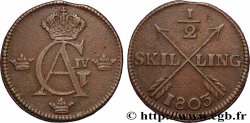 SUÈDE 1/2 Skilling Gustave IV Adolphe 1803 