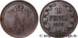 FINLANDE 10 Pennia monogramme Tsar Nicolas II 1908 