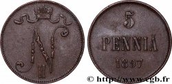 FINLANDE 5 Pennia monogramme Tsar Nicolas II 1897 