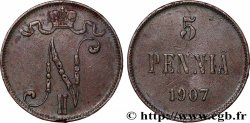 FINLAND 5 Pennia Nicolas II 1907 
